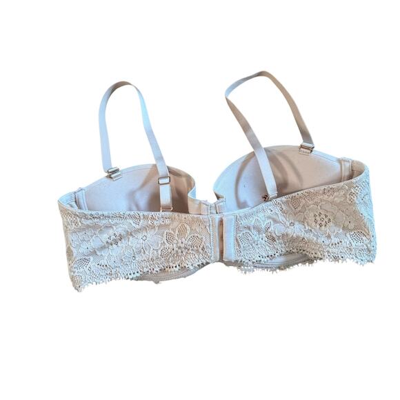 Aerie Show Off Rosey Lace Strapless Push Up Bra 38 B NWOT Removable Straps Nude - Picture 4 of 11